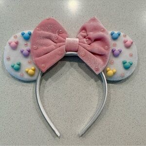 Pink and White Mickey Minnie Mouse Bow Headband NWOT